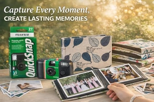 QuickSnap Flash 400 - 27 exposures ISO 400 + 36 Slot Photo Album - Purple Heart Fabric