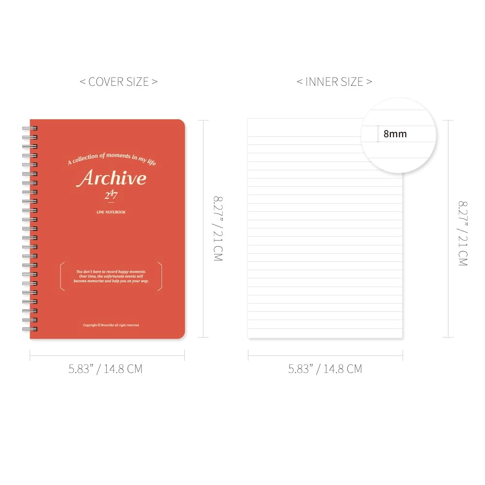 Archive A5 Spiral - Lined 98 Pages