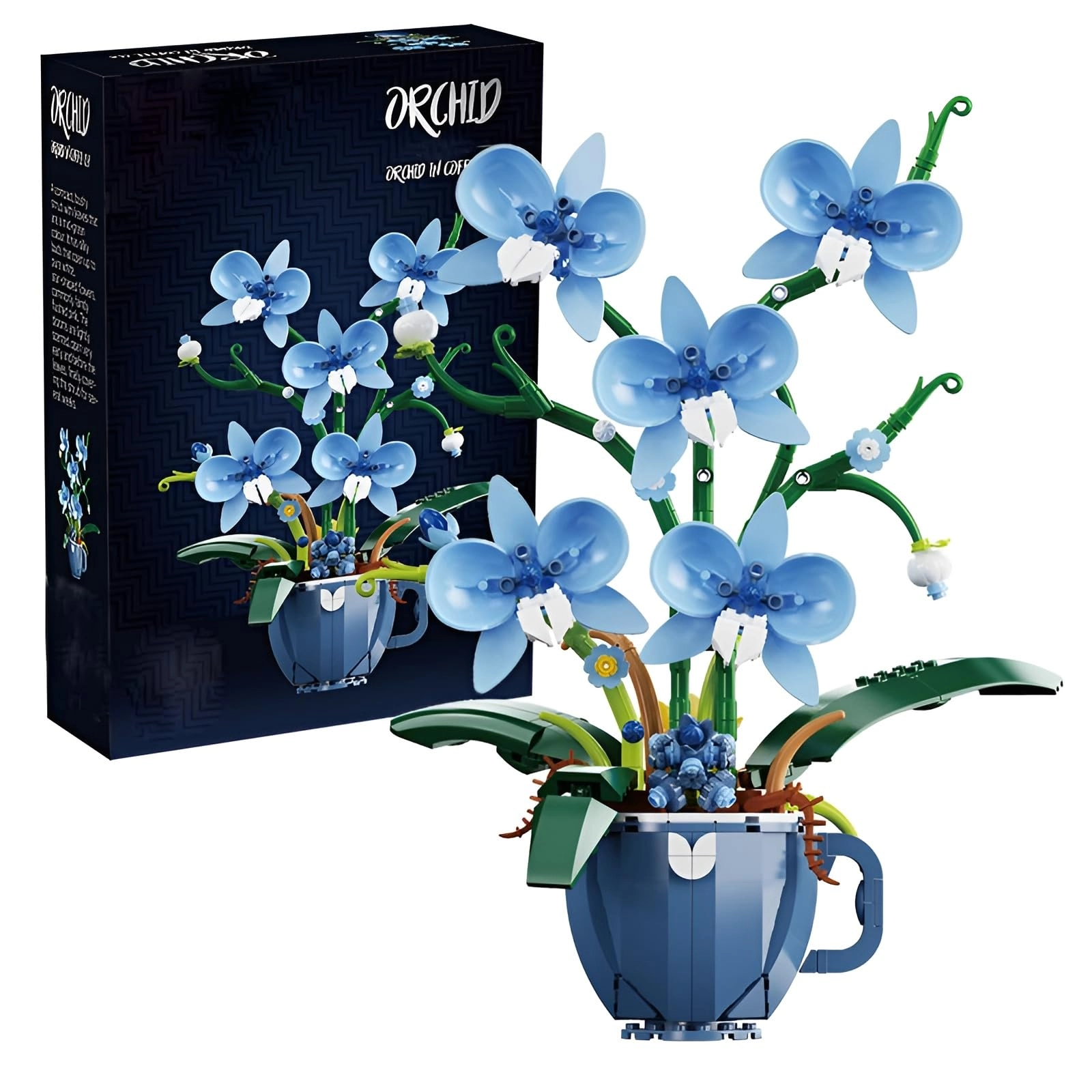 DzirePada Orchid Building Kit - blue orchids 567 pcs