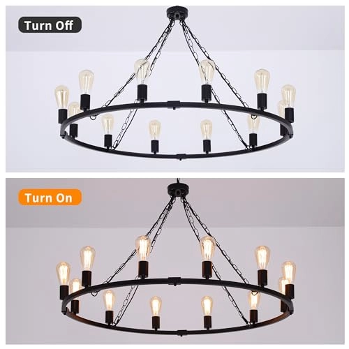 Rustic Farmhouse Chandelier - Dimmable