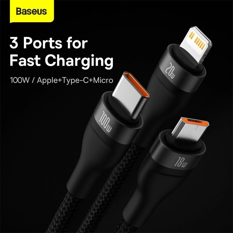 Charge Cable 100W U+C to M+L+C 1.2m Nylon