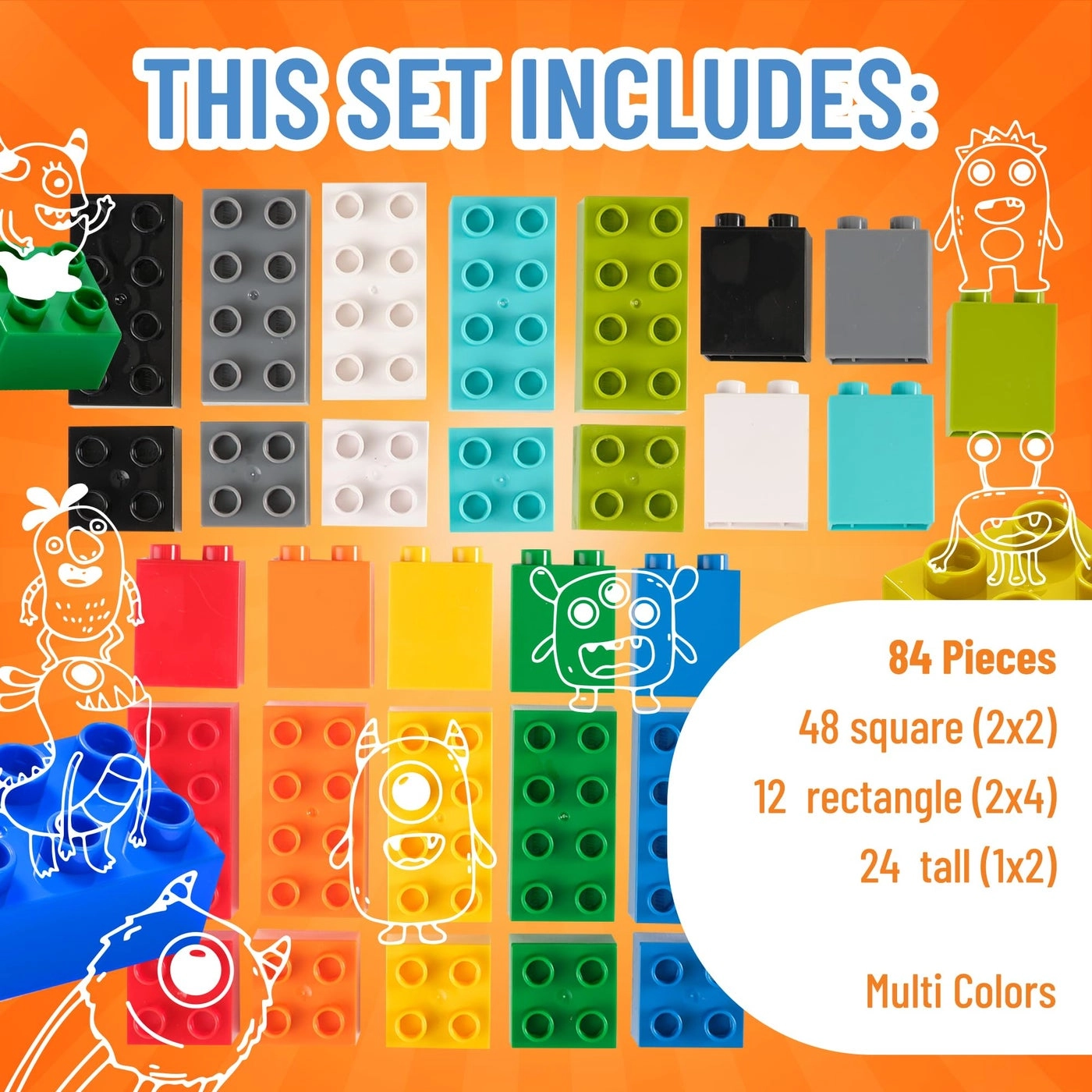 Big Briks Set - 84pcs 12 Rainbow Colors