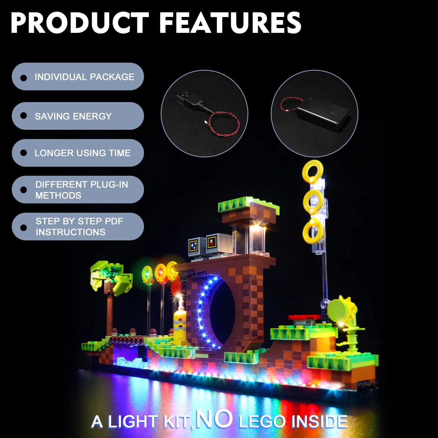 LED Lighting Kit - Compatible with Lego Sonic Green Hill Zone