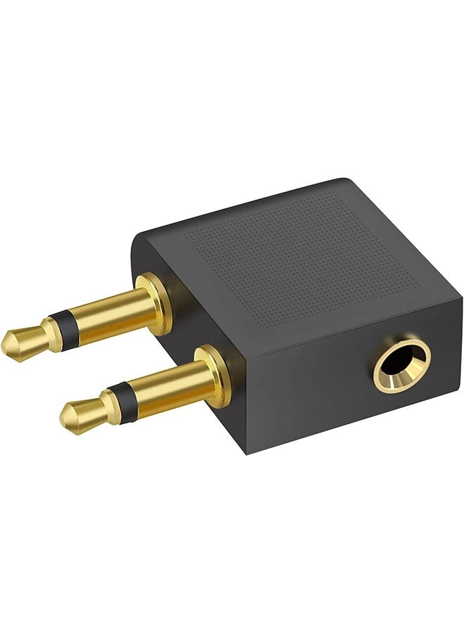 Airplane Headphone Audio Adapter - 4 Pack for Airlines Dual-prong Jack