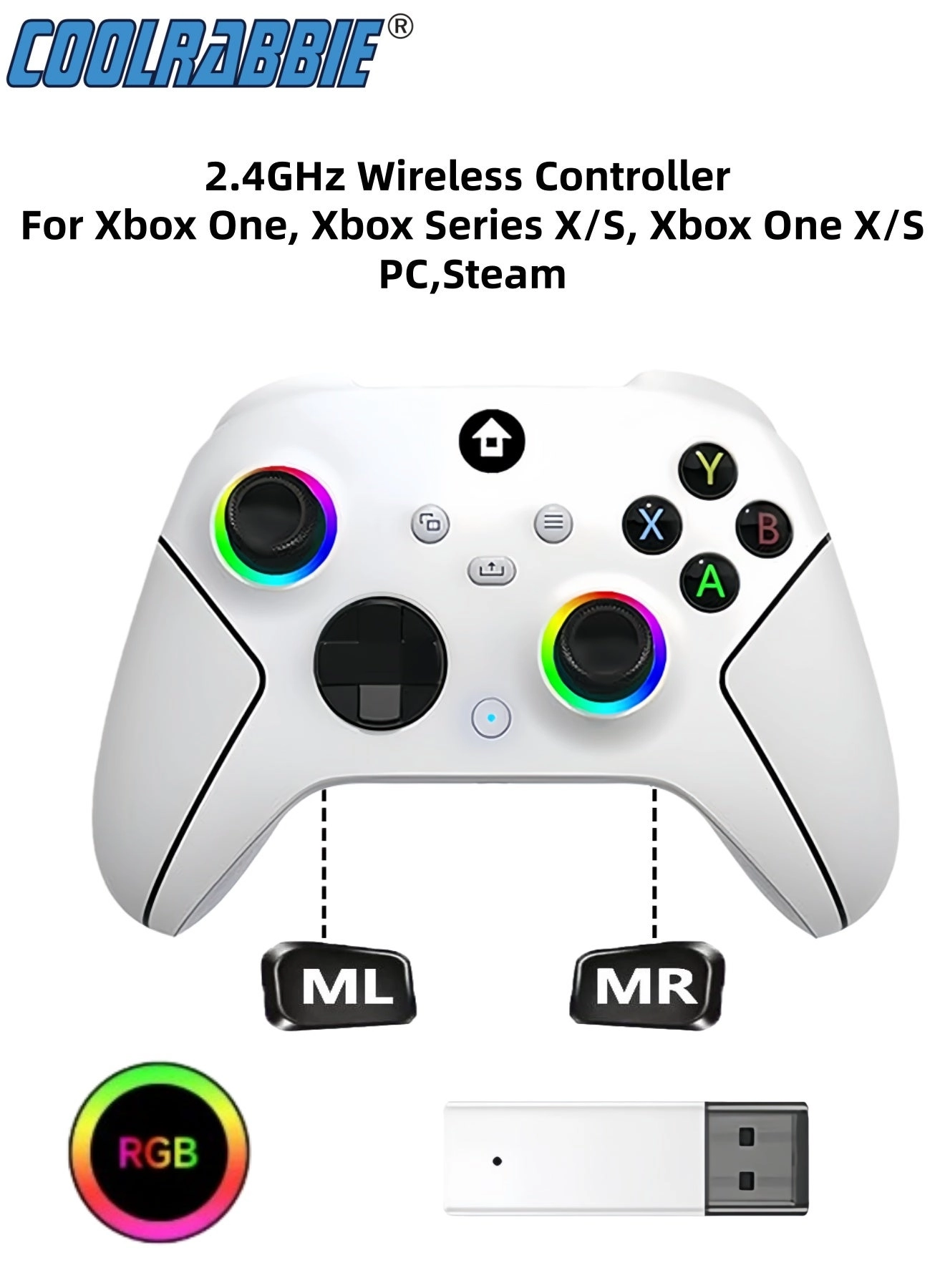 CoolRabbie Wireless Xbox Controller - black Xbox Series X/S Xbox One PC