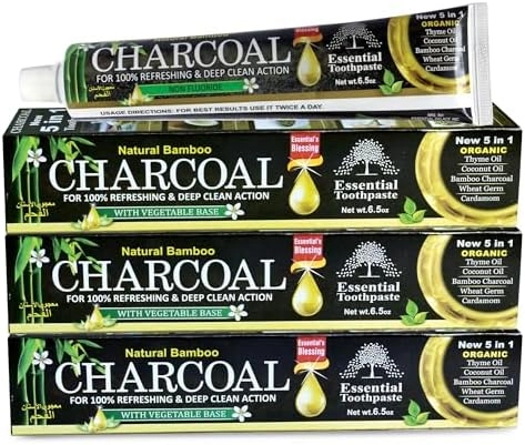 Essentials blessing Organic Bamboo Charcoal Toothpaste 3 Pack 6.5 oz