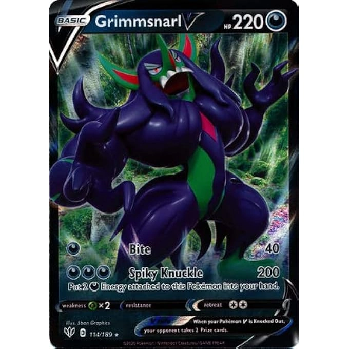 The Pokémon Company International GRIMMSNARL V 114/189 DARKNESS ABLAZE