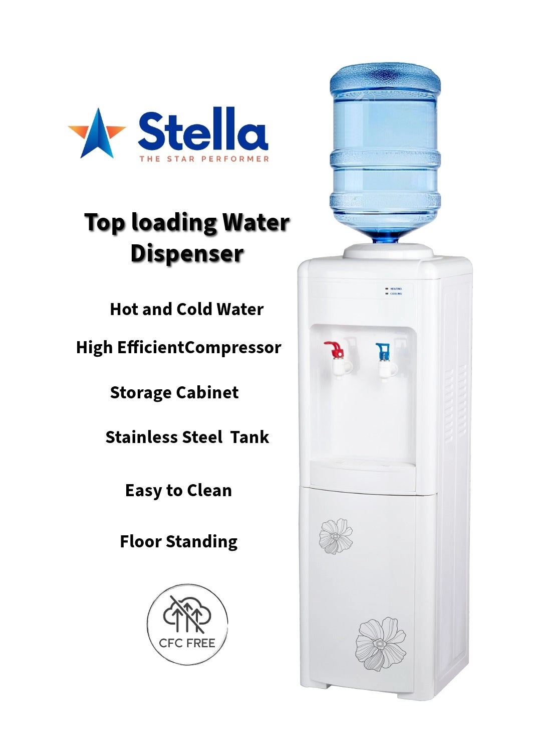 Top Loading Water Dispenser - White Floor Standing