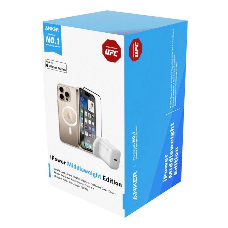 20W Charger - for iPhone 16 Pro Max + Glass Screen Protector + Premium Clear Case