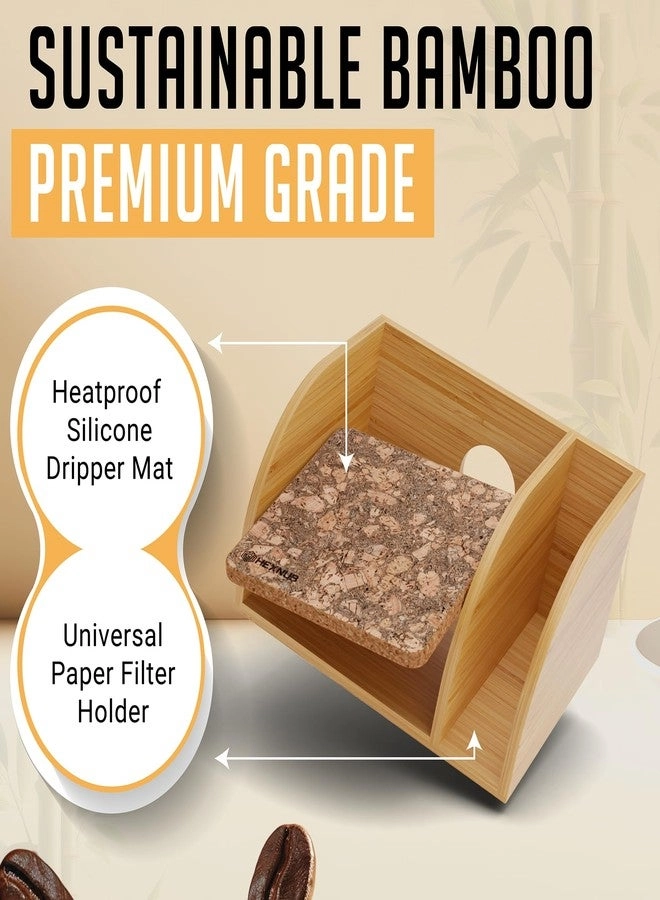Caddy for Pour Over Coffee Maker - Bamboo Stand Heatproof Mat