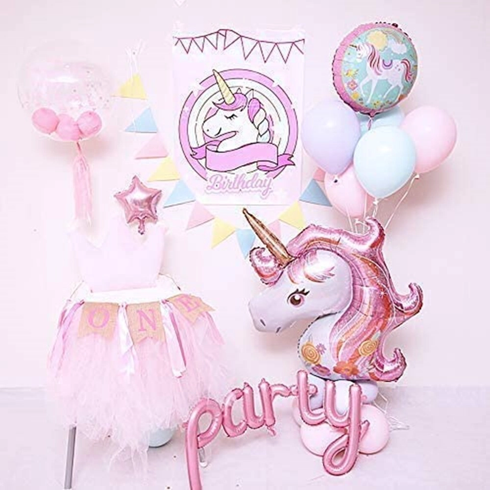 Unicorn Balloon Sets - Latex Foil Helium Happy Birthday Banner
