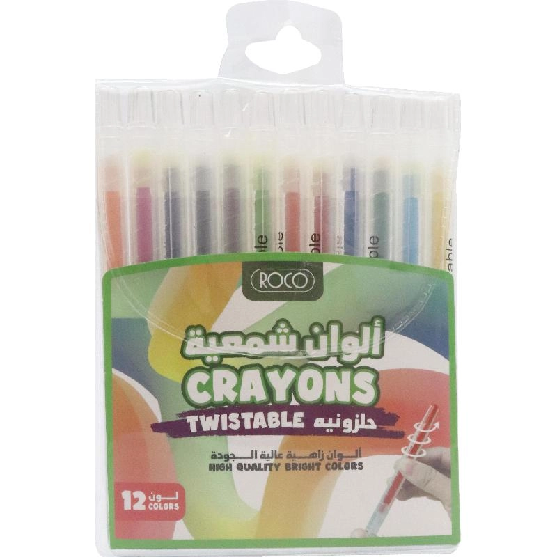 Roco Twistable Plastic Crayon - 12 Colors