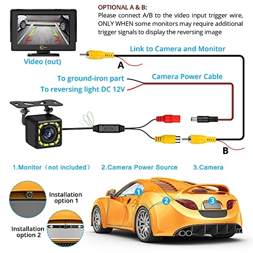 Car Backup Camera - 12 LED Night Vision