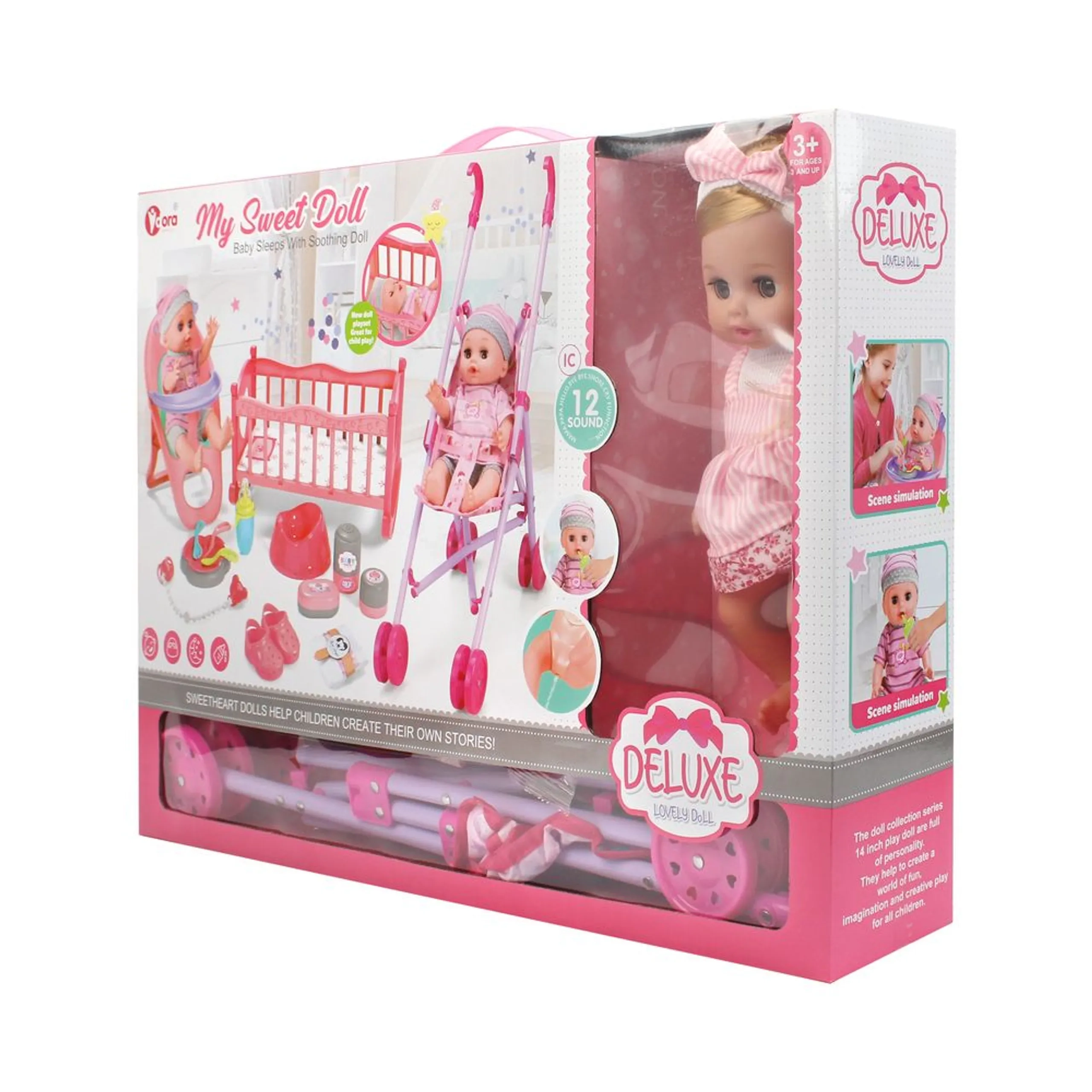 My Sweet Doll Playset - 3-In-1 14 inch 16 Pcs Ages 3+
