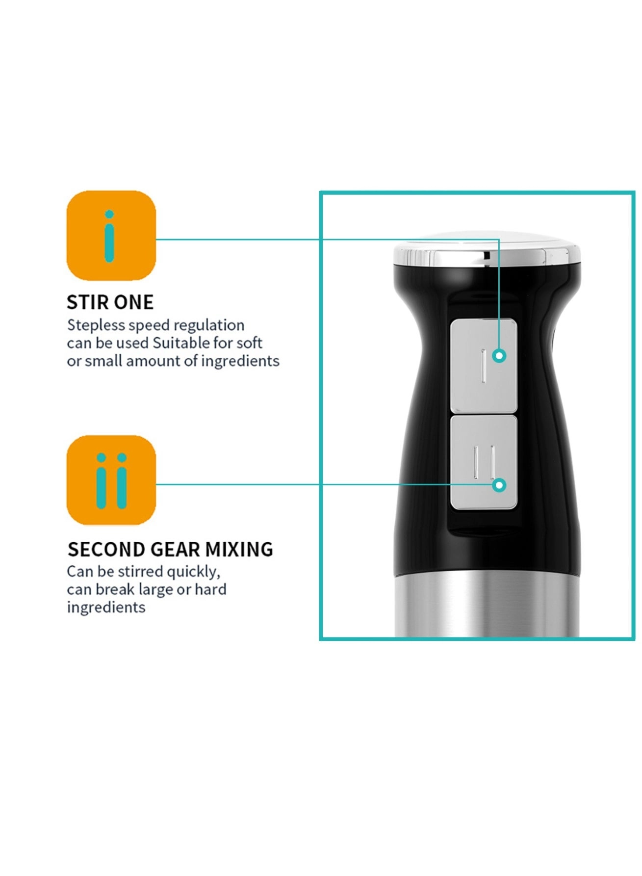 L-1201 - Handheld Blender Stainless Steel 2 Speeds