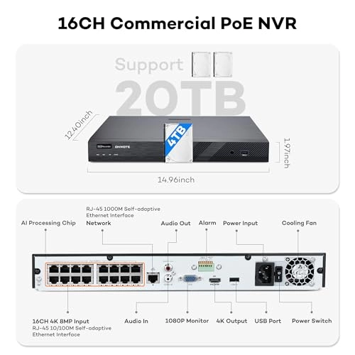 NVR PoE Security Camera System - 16 Channel