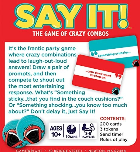 Say It!: The Game of Crazy Combos - 200 cards 3 tokens 1 sand timer