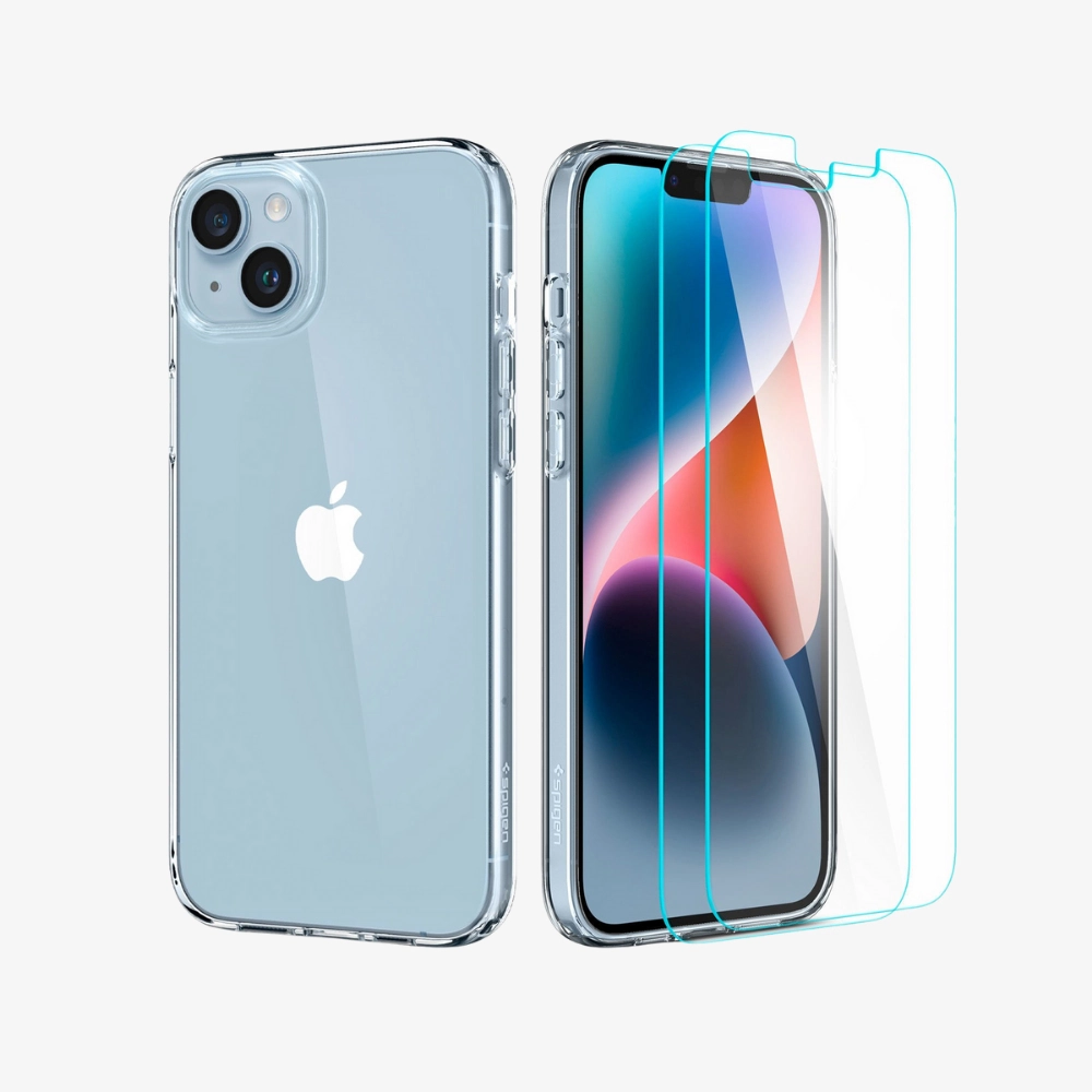 Spigen Crystal Flex Case + tR Slim HD Screen Protector + Style Ring Smartphone Case for iPhone 14 Pro Max