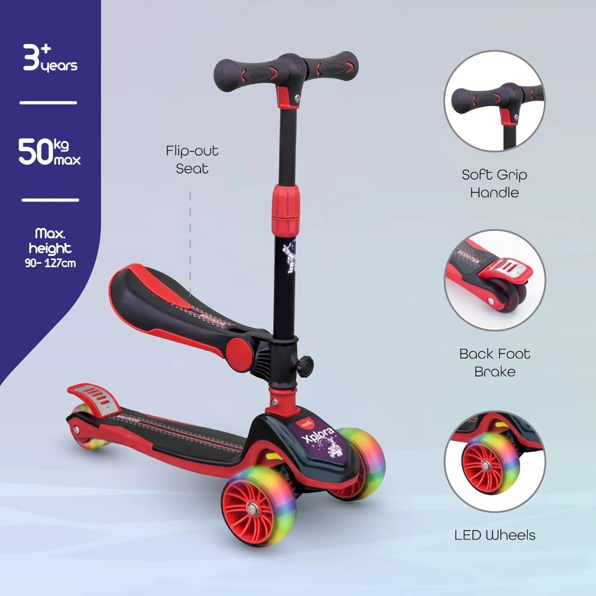Xplora Kick Scooter – Foldable LED + Seat