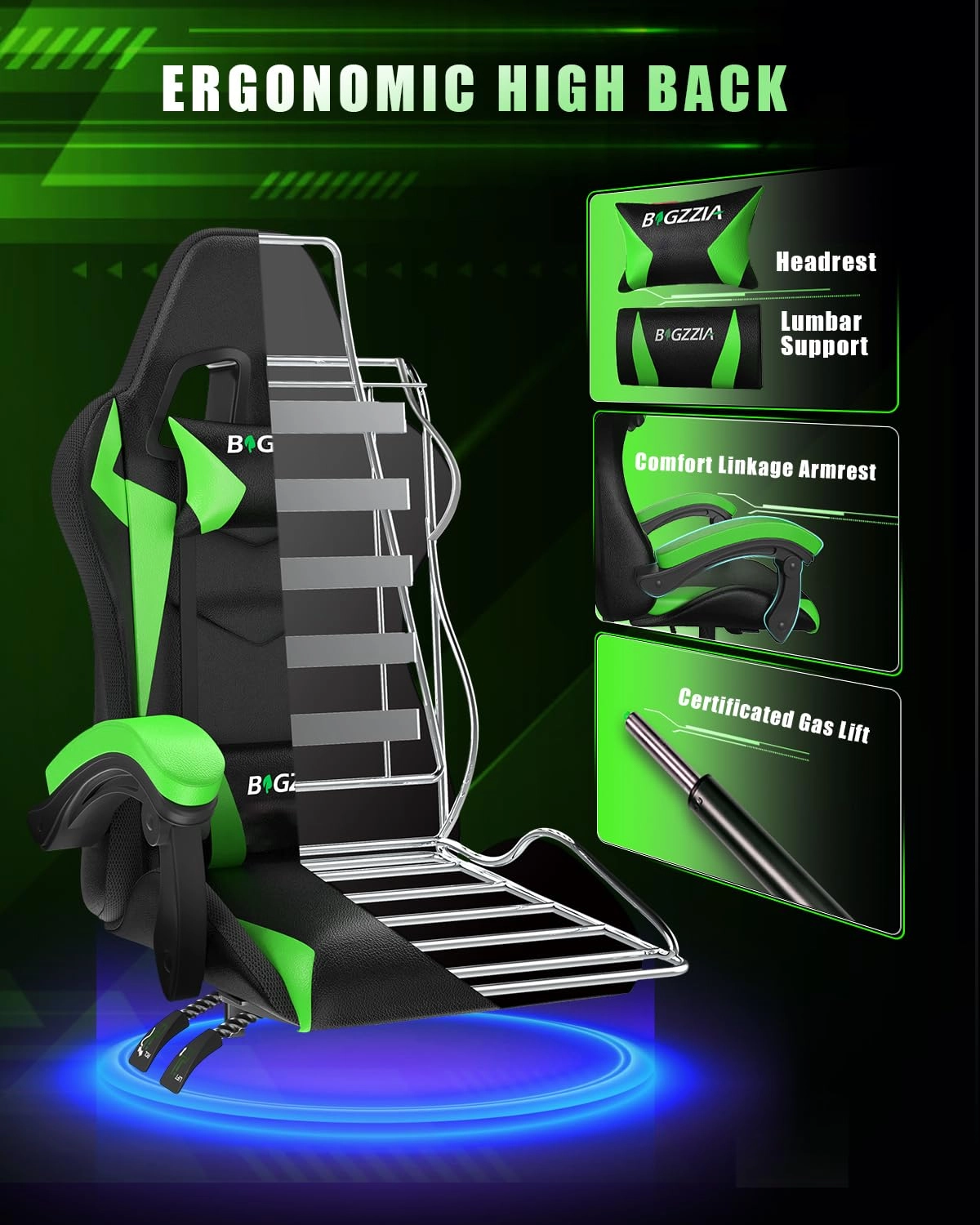 white LED gaming chair - RGB Reclining PU Leather