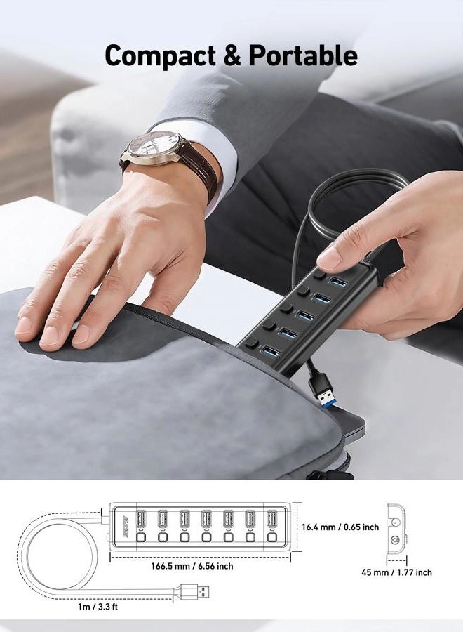 USB 3.0 Hub - 7-Port 3.3ft Cable
