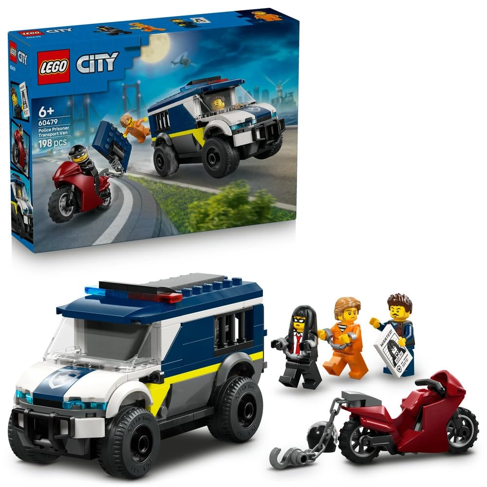 LEGO City Police Prisoner Transport Van (60479) - 3 Minifigures Motorbike