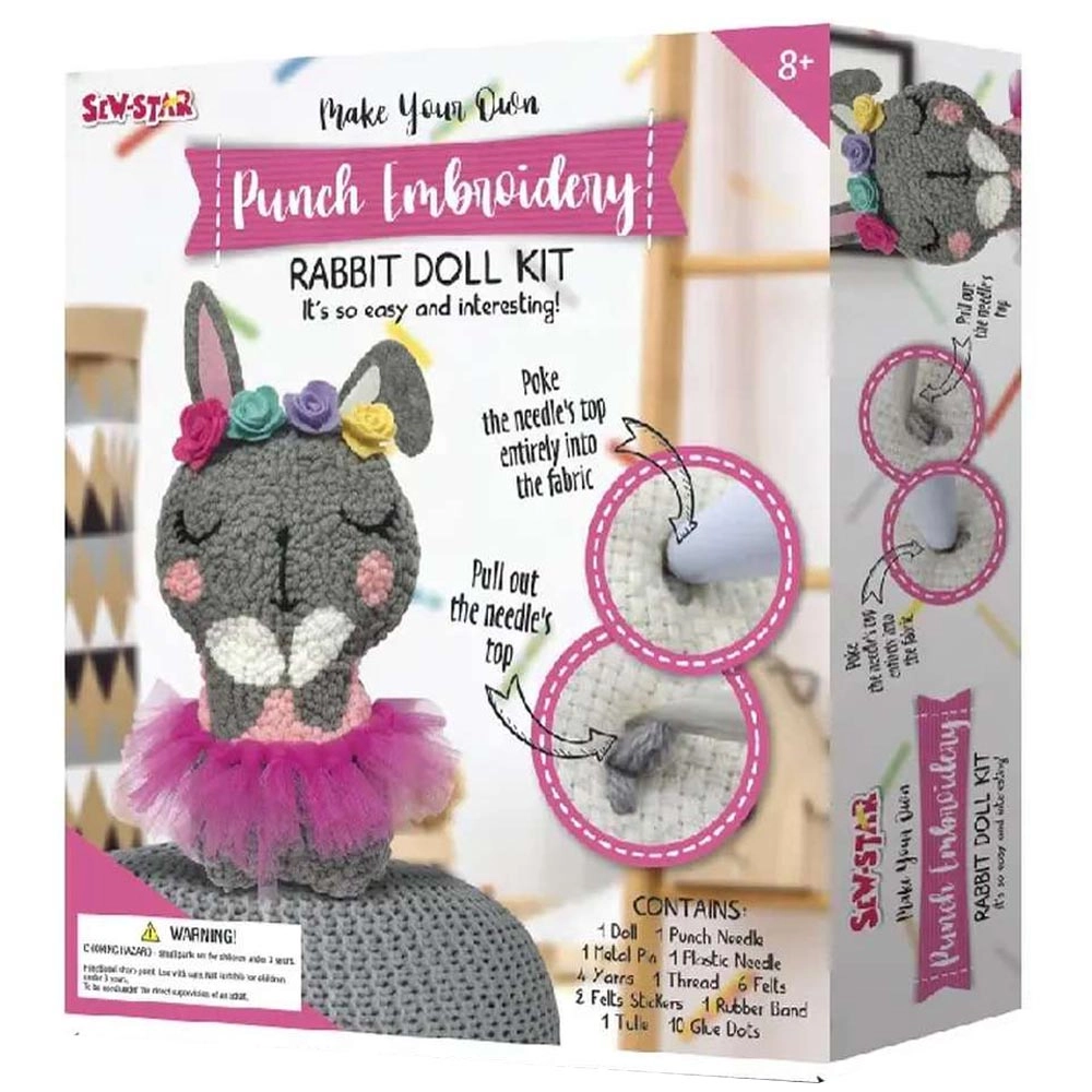 Sew Star Punch Handmade Crochet Embroidery Mini Rabbit Doll Kit