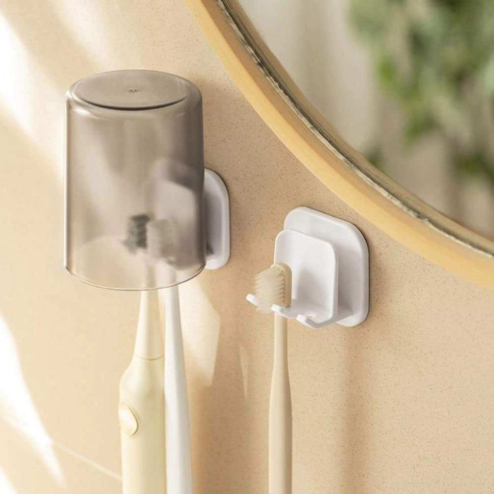 Toothbrush Holders - Wall Mounted White Plastic