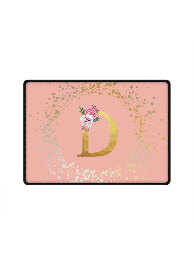 Stylizedd Custom Monogram Initial Letter Floral Pattern Alphabet D Cloth Gaming Mouse Pad - 35x25 cm