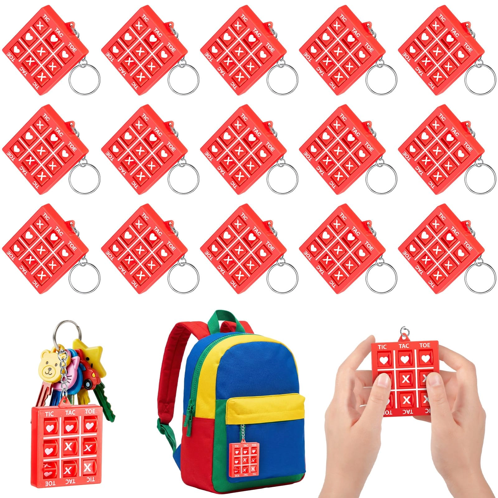 Hicarer Tic Tac Toe Keychain - Kid 16 Pcs