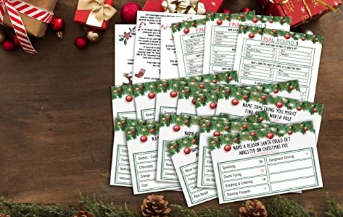 Christmas Friendly Feud Quiz - 3 game instruction cards 12 question moderator cards 3 quick final rounds game cards