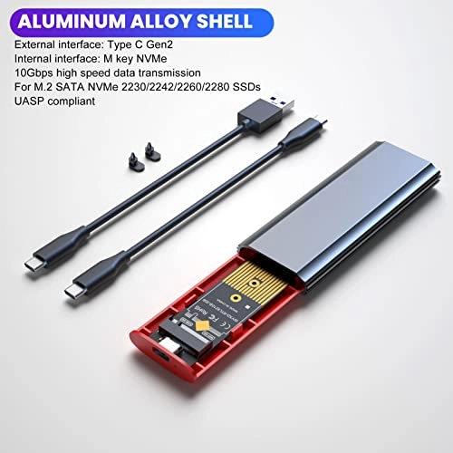 M.2 NVME SSD Enclosure - USB3.1 Gen2 M key NVMe 2230/2242/2260/2280