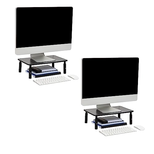Mind Reader Monitor Stand - Height Adjustable Ventilated Set of 2
