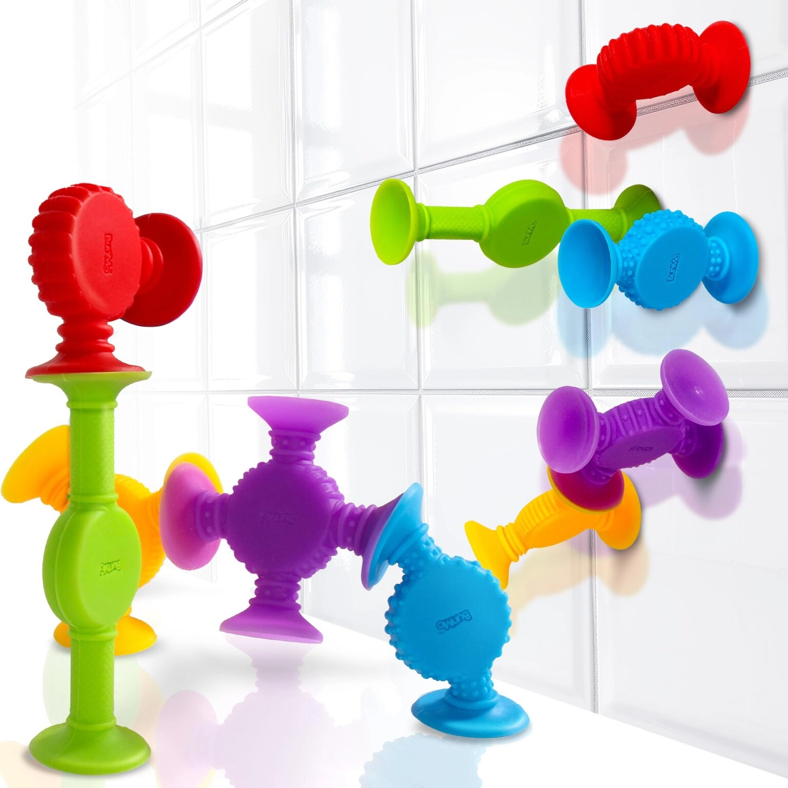 BUNMO Suction Bath Toys - Textured 10 Pack No Mold