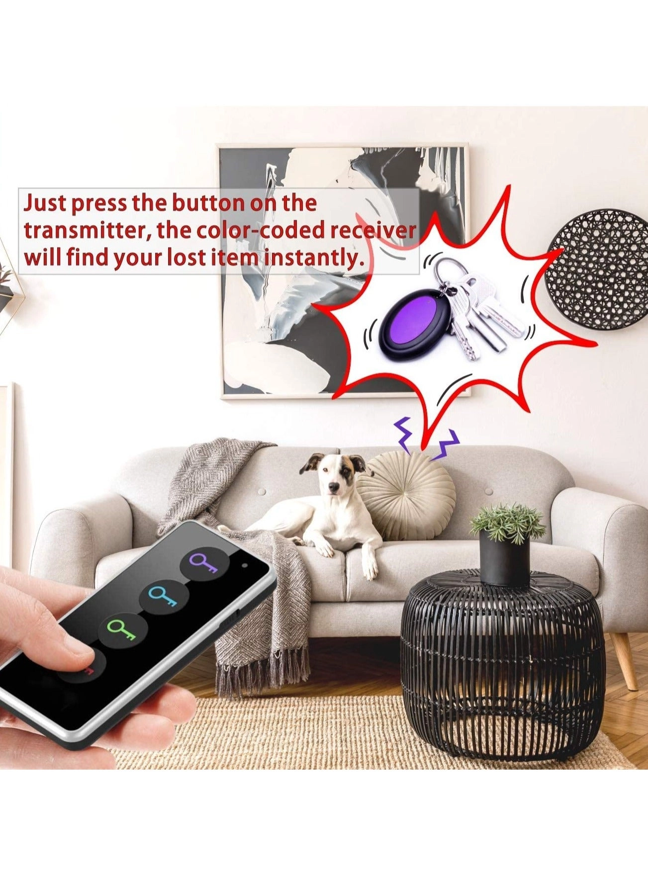 Key Finder - 1 RF Transmitter & 4 Receivers