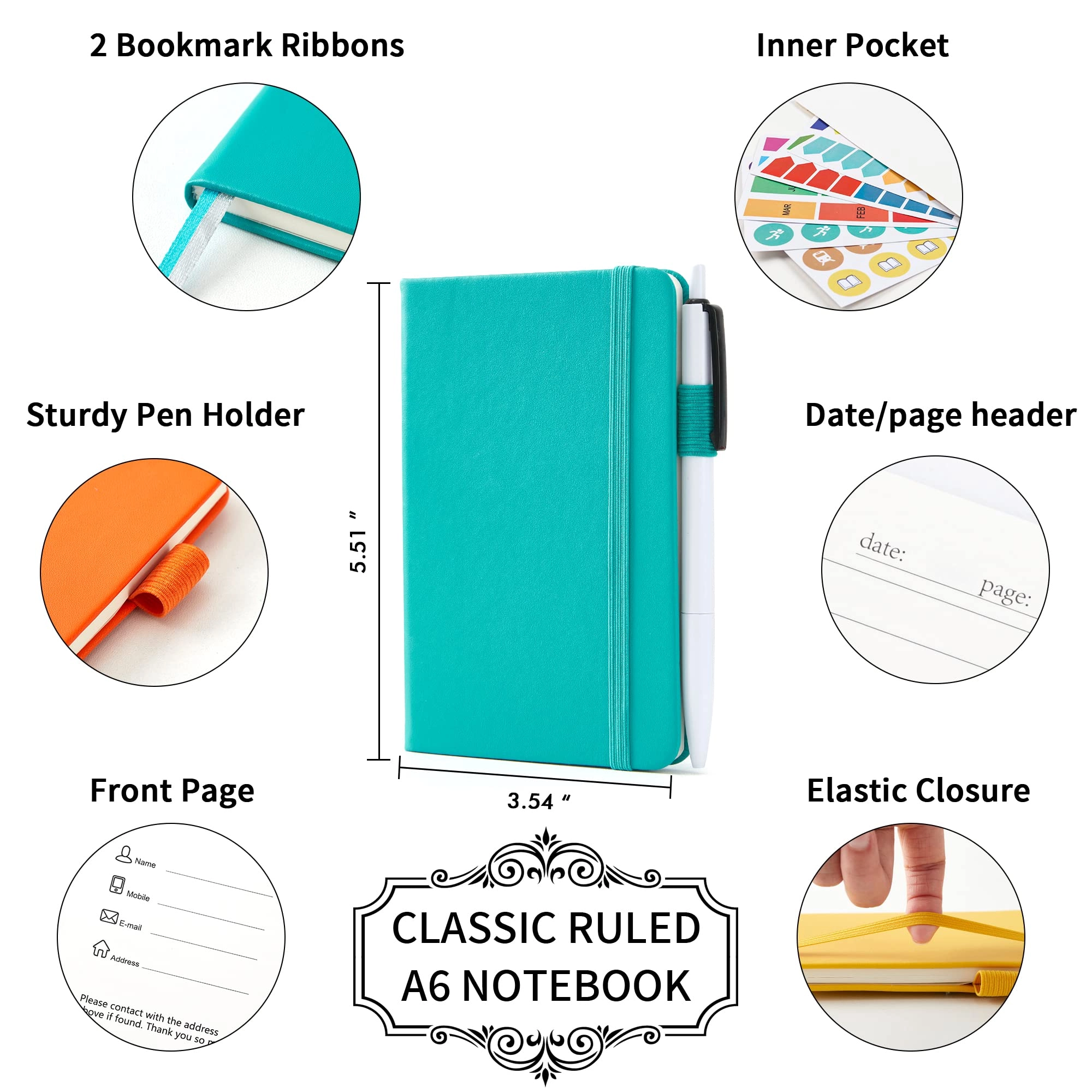 Pocket Notebook A6 Hardcover - Lined 56 Sheets