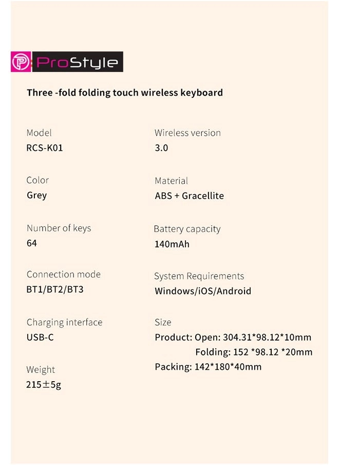 Foldable Wireless Keyboard - EN Wired/Wireless