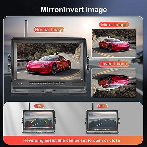 7 Inch TFT LCD Monitor - Wireless + Rear View Camera - Night vision 720P