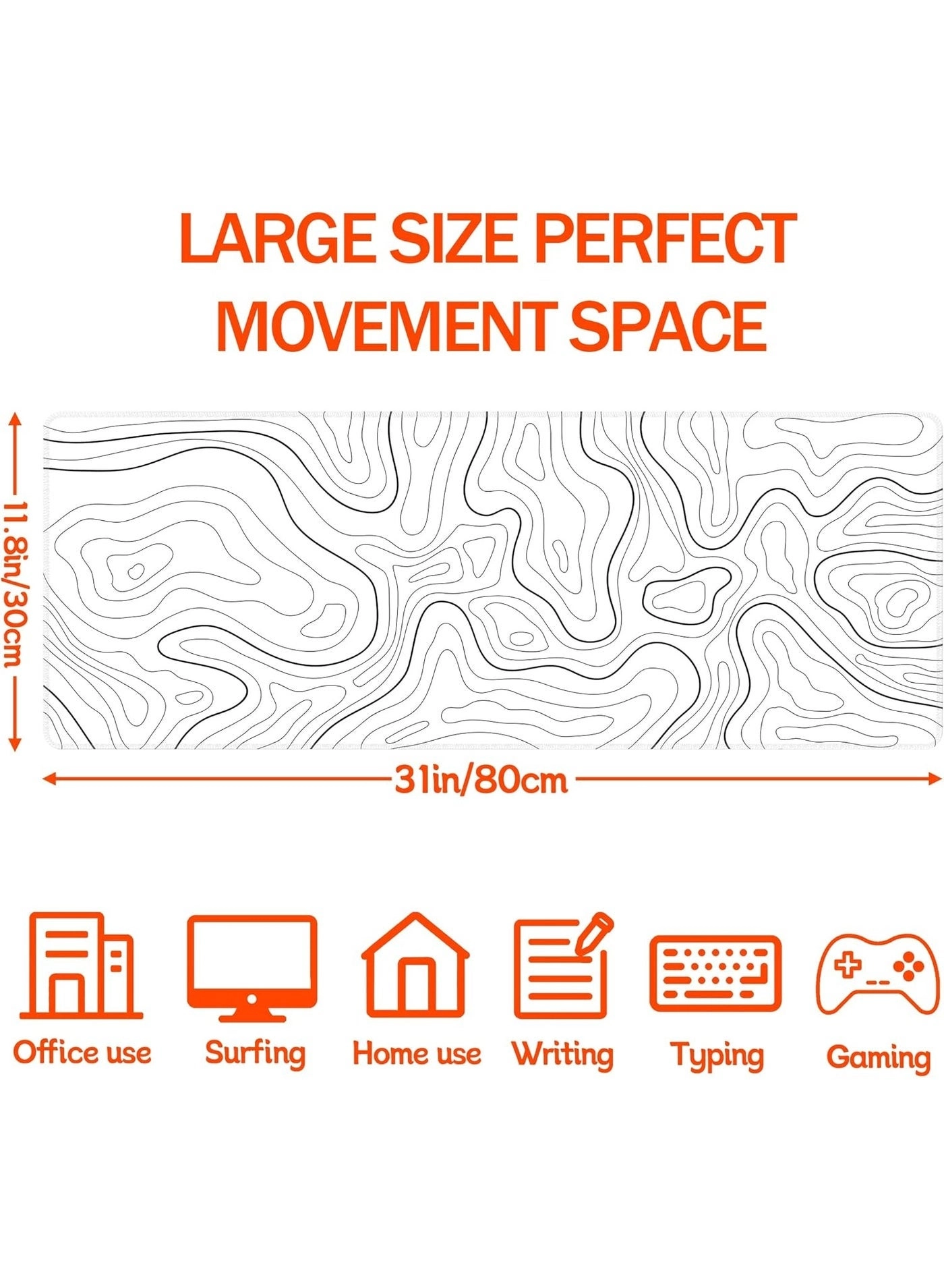 Super Smooth Minimalist Desk Mat Fabric Gaming Mouse Pad - 80x30 cm