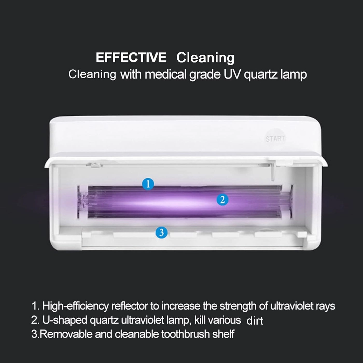 UV Sterilizer Toothbrush Holder - Wall-mounted 4 toothbrushes