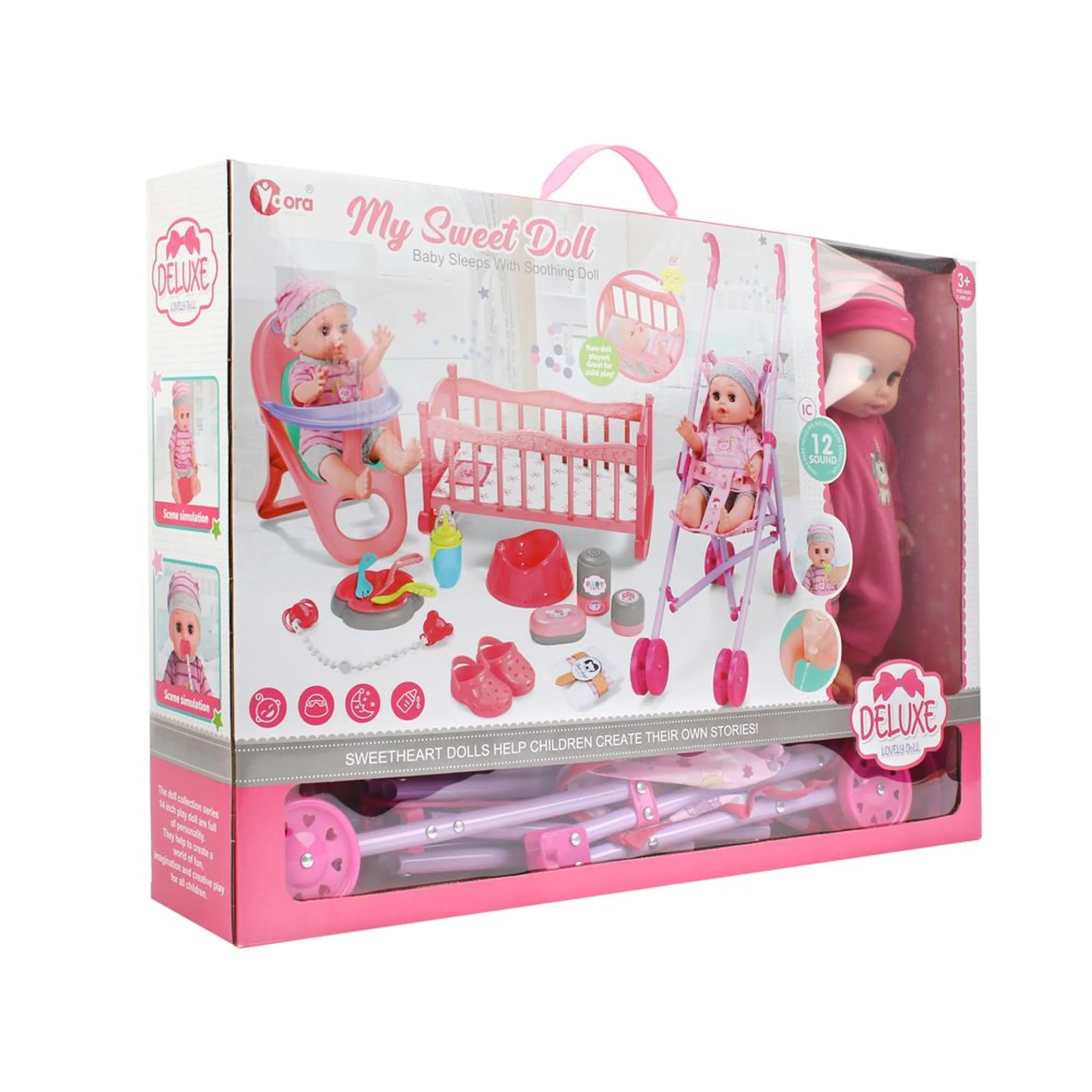 My Sweet Doll Playset - 3-In-1 14 inch 16 Pcs Ages 3+