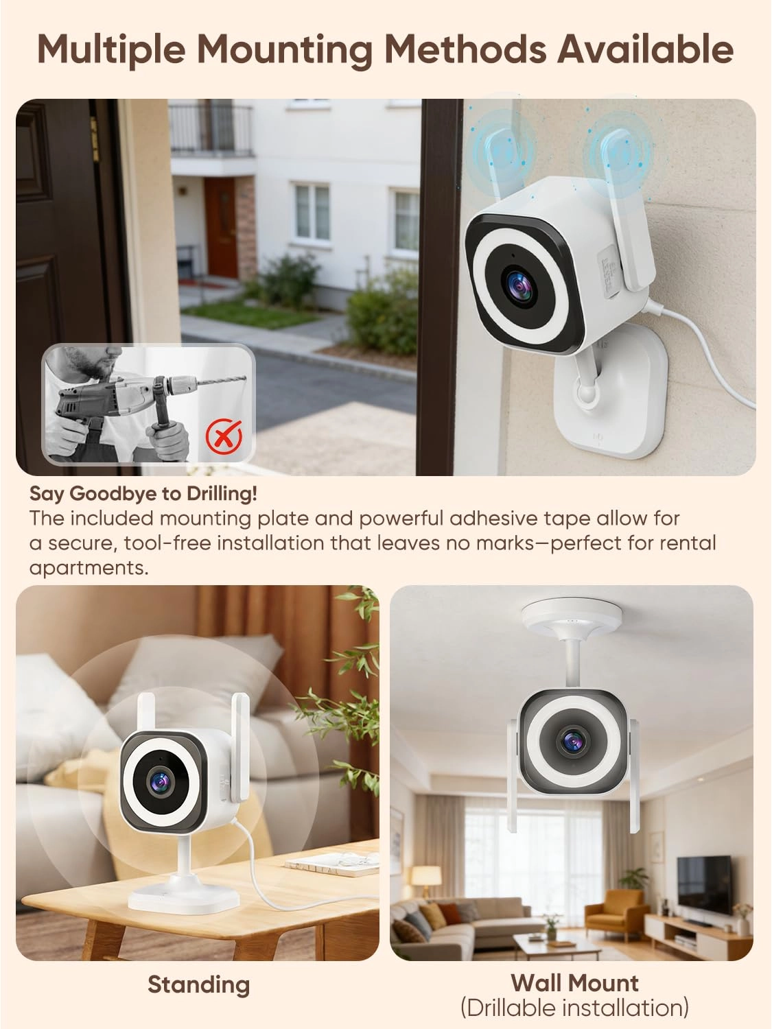Dual-Antenna Stable 5G WiFi Security Camera 2K