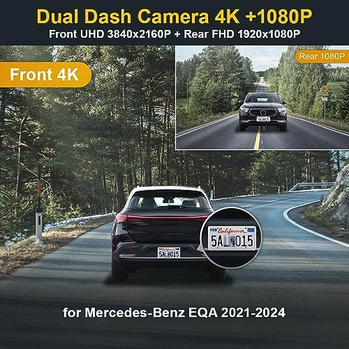 4K Front and 1080P Rear 2160 X 1080 pixels for 2021-2024 Benz EQA