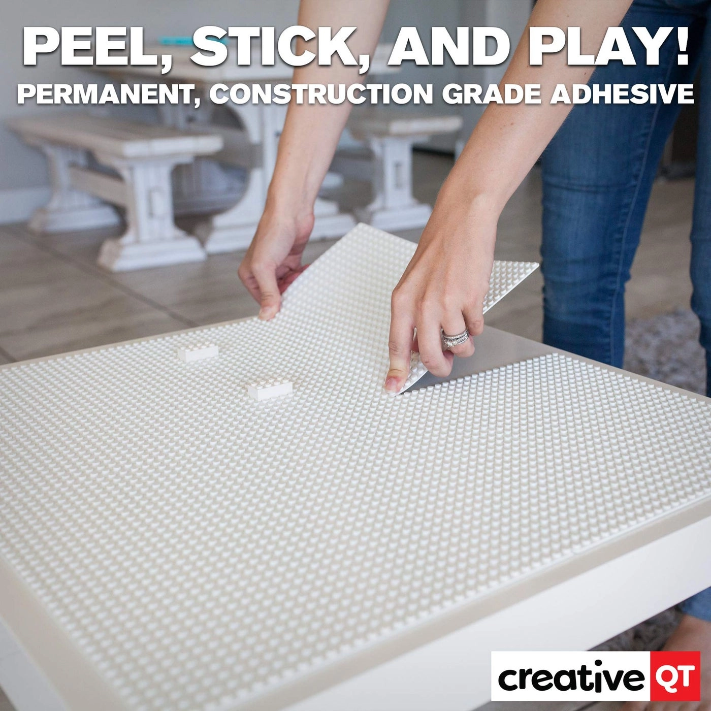 Peel-&-Stick Brick Baseplate - 10 x 10 in 4-Pack for LEGO