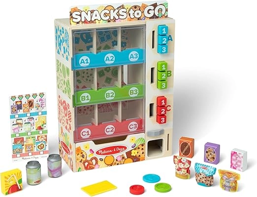 Melissa & Doug Wooden Vending Machine Playset - 16 pcs (681147002609)