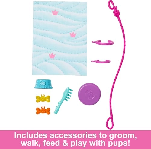 Barbie Doll - Puppy and Dog with Wheelchair Pet Accessories Ages 3+