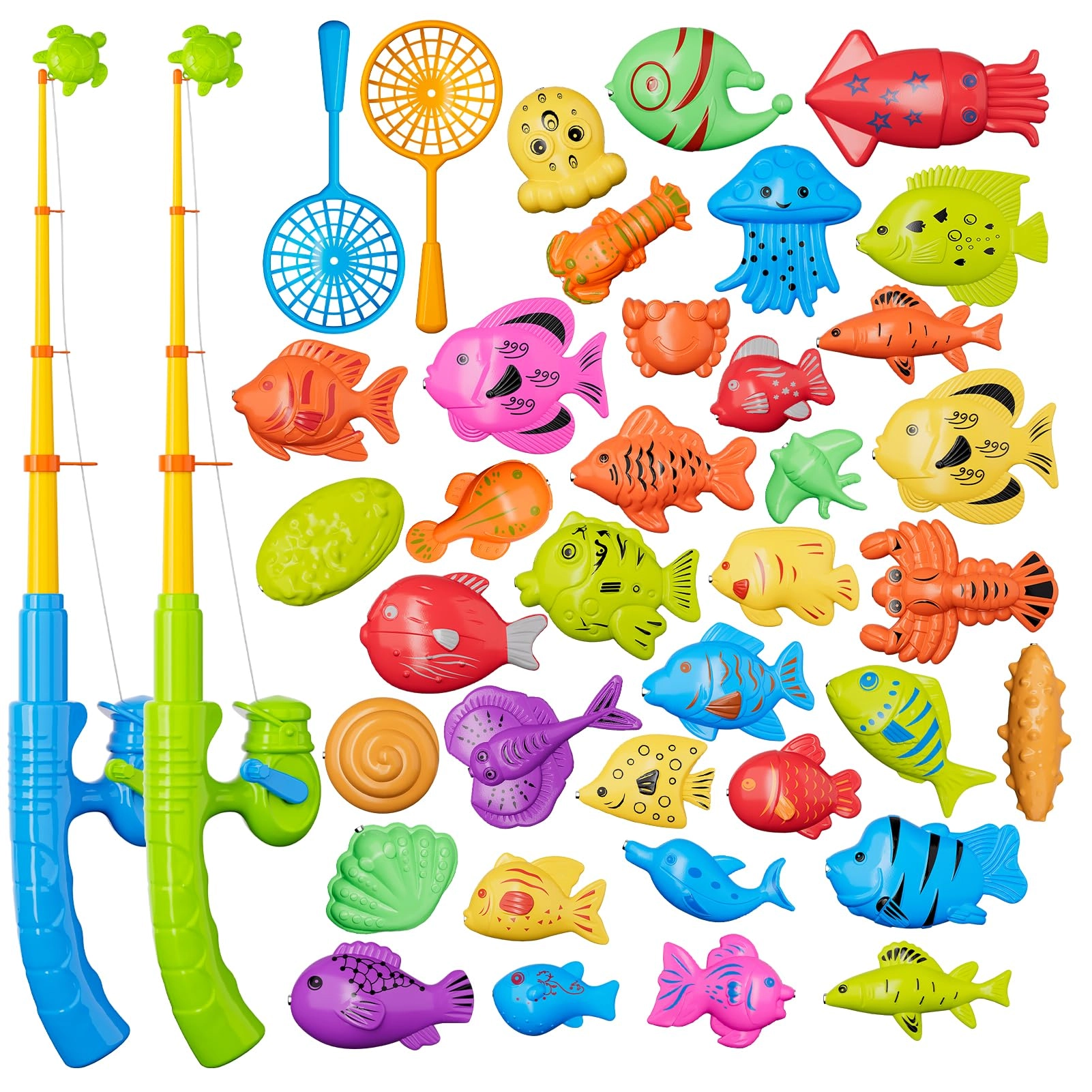 KukuFun Magnetic Fishing Pool Toys - 35 Count Water Table Bathtub