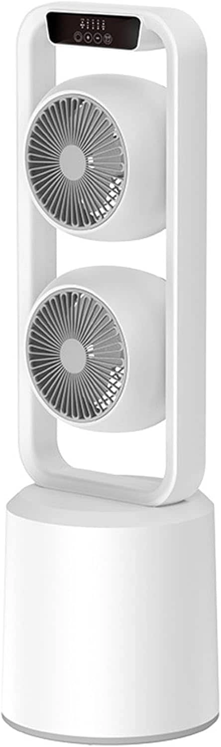Harzoma Double-Head Air Circulation Tower Fan - 350° Rotation Remote Control Timer
