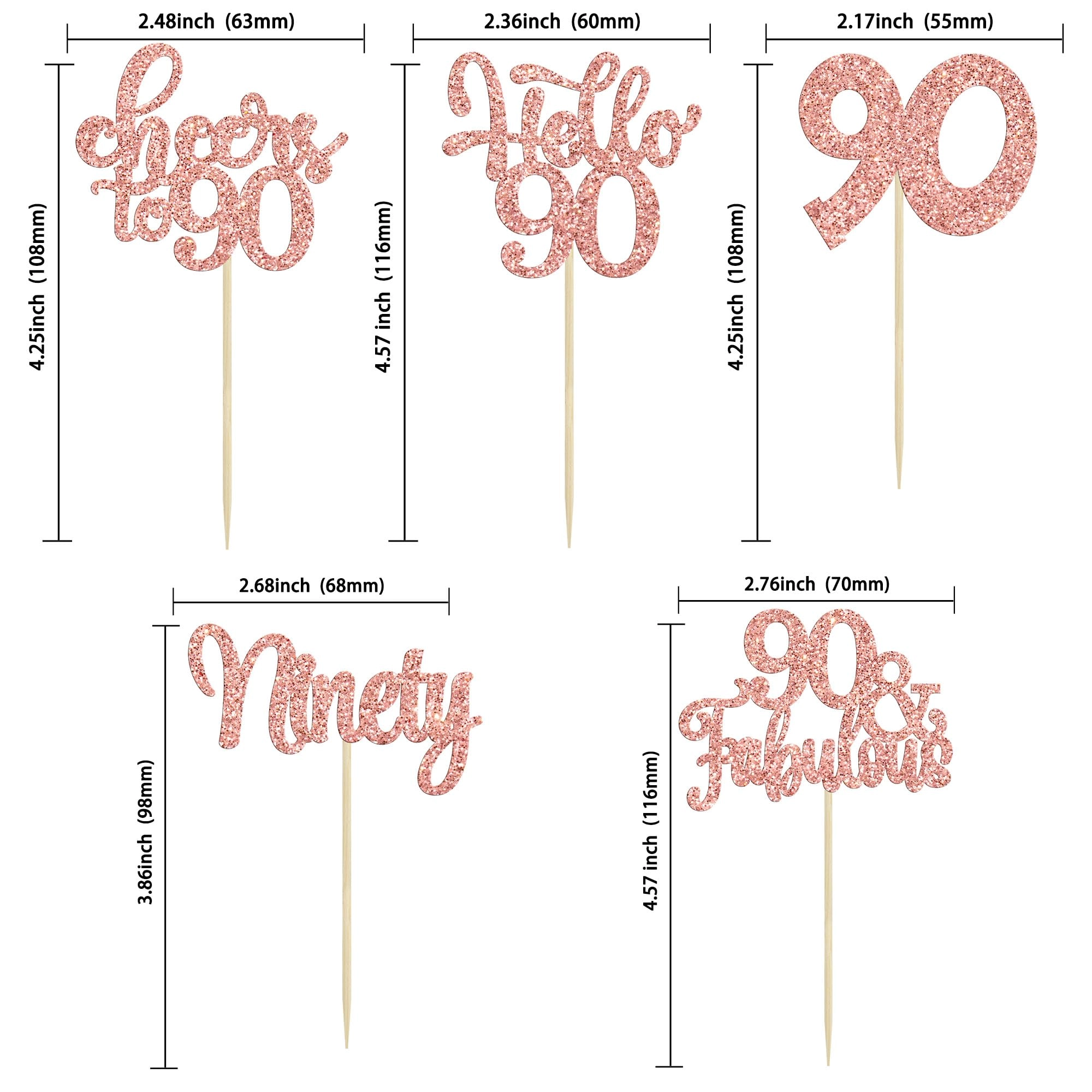 Happy 90th Birthday Cupcake Toppers - 30.0 count Birthday