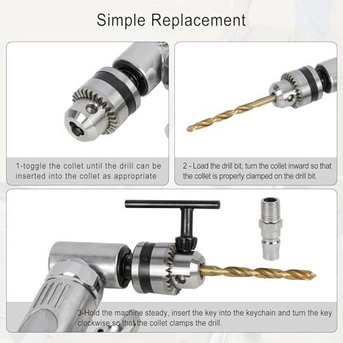 1/4'' 90 Degree Air Drill - 0.25 Inches Air Powered
